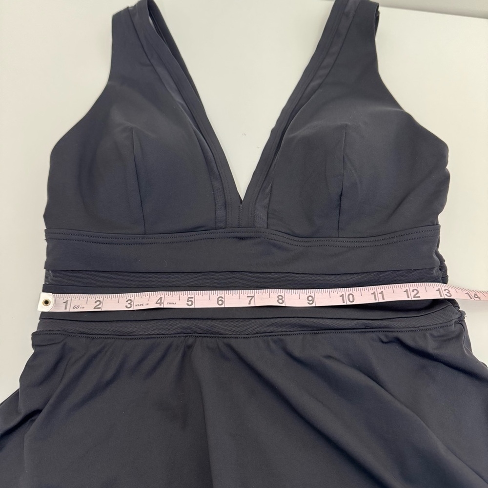 Lands End Mesh V-Neck Mini Swimsuit Dress Women Size 6 One Piece - Picture 12 of 16